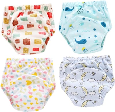 Peuter Trainingsbroekjes - Oefenbroekjes Luier - Zindelijkheidstraining Baby - Ademend Katoen Materiaal - 4 Stuks - Diverse Kleuren