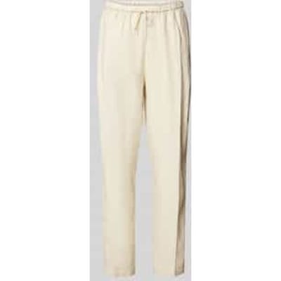 Tapered fit linnen broek met persplooien, model 'CASUAL LINEN'