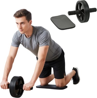 Lomera Trainingswiel – Ab Wheel – Ab Roller – Buikspierwiel – Buikspiertrainer – Buikspieren Trainen – Zachte Handgrepen – Fitnesswiel – Krachttraining – Workout Thuis – Buikspier­oefeningen – Rug- en Armspieren – Maximaal Draaggewicht 100 kg