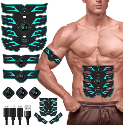 Buikspierstimulator, EMS-spierstimulator, fitnessapparatuur voor buik, armen, schouders, rug, benen en heupen, buikspierstimulator voor vrouwen en mannen