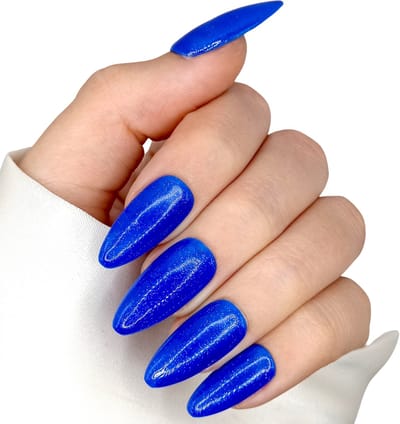 SD Press on Nails - B-214 - Plaknagels - Nagelset 20 Nagels - Blauw - Gellak - Nagellak - Lang Stiletto Nageltips - Nepnagels met Lijm - Kunstnagels - Nail Art - Handmade - Valse nagels - Nagelvijl - Accessoires - Lange Nagels
