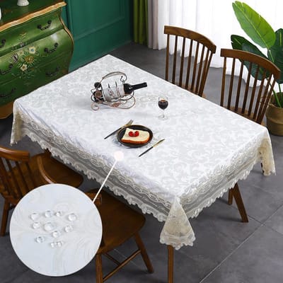 Noord-Europese stijl waterdicht oliebestendig tafelkleed Kant geborduurd salontafelkleed TV-toonbankdoek Slijtvast tafelkleed 90*90 gray
