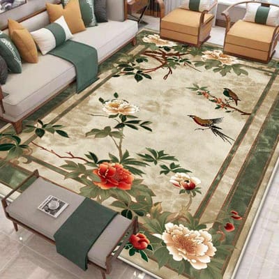 Nieuw Tapijt in Chinese Stijl voor Woonkamer Antislip Plantenpatroon Kamerdecoratie Huis Matten Groot Formaat Studiedecoratie Kleed Wasbaar 180*280cm