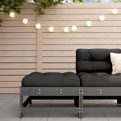 Voetenbank Tuin - Hocker Buiten - Ontspannen Zitten - Massief Hout - 72.5 cm - Grijs
