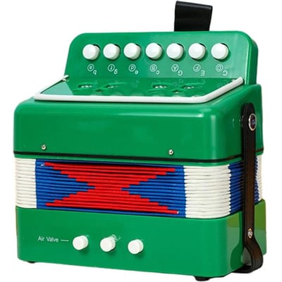 Mini 7-toets 2-bas accordeon ABS materiaal muziekinstrument voor beginners kerstcadeau groen