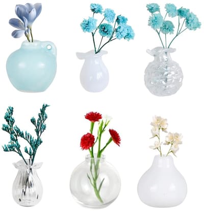 Dailygoods- Koelkastmagneet 5/6 Stuks - 3D Keramische Magneten - Mini Bloempot Decoratie - Sterke Hechting - Elegant en Stevig Design