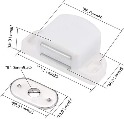 Magnetische Kastvanger - Meubelsluiting - Kastdeuren Sluiten - Sterke Magneet - 45 x 25 mm - Wit