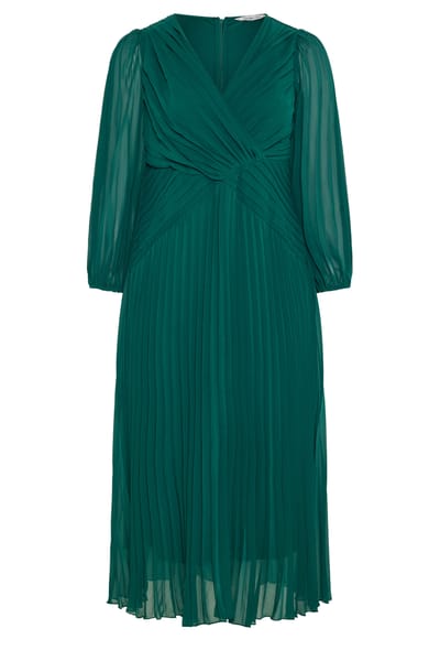 Yours London Curve Geplooide Jurk In Groenblauw Size 42