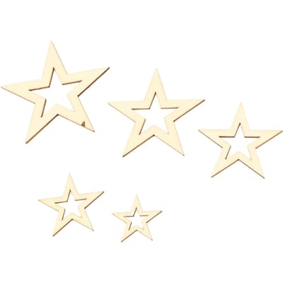 205 stuks Assortiment Maten Houten Sterren Onvoltooide Blanco Houten Sterren Ornamenten voor Kunst Ambacht Bruiloft white