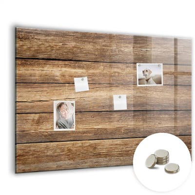 Tulup Glassboards - Houten planken Magneetbord - 100 cm x 70 cm - Bruin Memo Magneetbord - Gratis 5 Sterke Magneten - Wanddecoratie Kantoor - Magneetbord Foto - Memobord Glas - Inspiratiebord Kantoor - Memobord Magnetisch