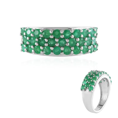 Cavill - Elegante Damesring 925 Sterling Zilver - 1,467 Ct Socoto Smaragd - Ronde Groene Edelsteen - Luxe Ring