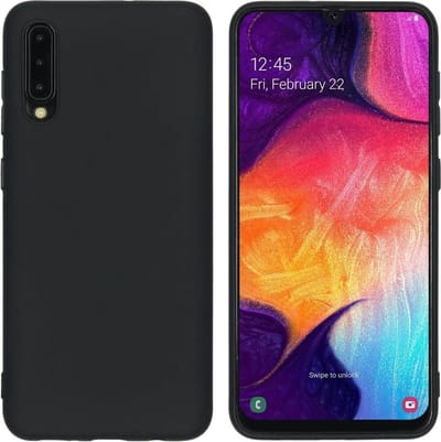 Hoesje Geschikt Voor Samsung Galaxy A50 Hoesje - Fluweelzachte Microvezel Siliconen Back Cover – Zwart