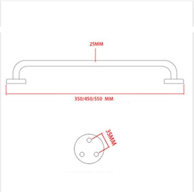 304 roestvrijstalen wandsteunstang, veiligheid grab bar in badkamer, toilet voor kinderen, vrouwen, zwangere persoon, 35 cm