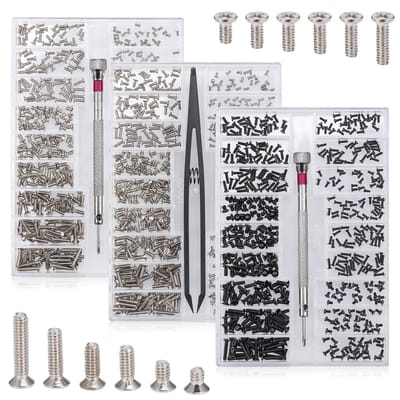 Dailygoods- Schroevenset 1500 Stuks - Reparatieset Brillen/Horloges - Miniatuurschroeven - Gereedschap voor Vastdraaien - Opbergdoos - Eenvoudig in Gebruik