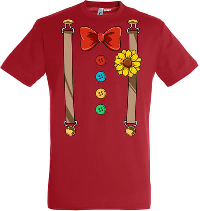 T-shirt Bretels Kostuum | Carnaval | Carnavalskleding Dames Heren | Rood | maat XS