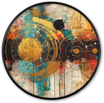 Poster in lijst Rond - Fotolijst 60x60 cm - Posters - Kunst - Abstract - Aesthetic - Goud - Ronde posterlijst zwart - Decoratie - Wanddecoratie woonkamer - Muurdecoratie slaapkamer