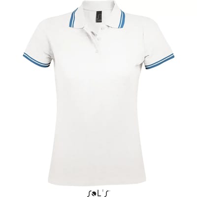 SOL'S Women´s Polo Shirt Pasadena L586 - White/Aqua - M