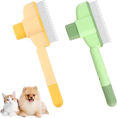 Huisdierborstels Set - Kam Honden Katten - Vachtverzorging Huisdier - Zelfreinigende Functie - Set van 2 - Grijs