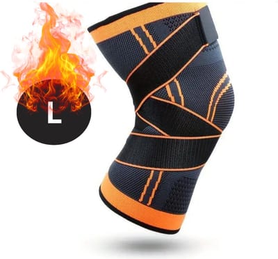 Bovista Kniebrace - Sportbrace Knie - Knee Sleeves - Knee Sleeves Powerlifting - Compressie Knie Brace - Knee Wraps - Knee Support - Dames - Heren - Comfortabel - Oranje - Maat L