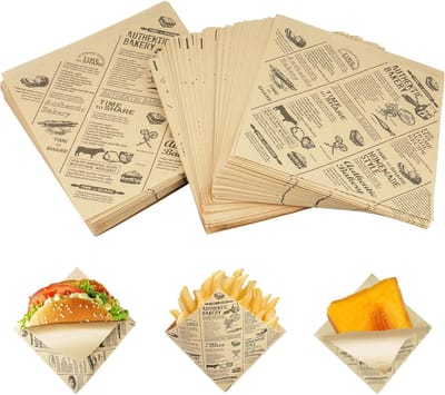 Famanu – Hamburgerpapier 200 vellen 15x15 cm, vetvrij verpakkingspapier voor snacks en sandwiches