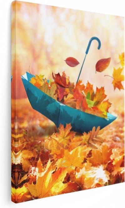 Artaza Canvas Schilderij Herfstbladeren - 30x40 cm - Klein - Wanddecoratie Herfst - Muurdecoratie Natuur - Kamer Accessoires