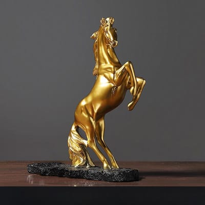 Gouden Oorlogspaard Wijnrek Wijnkast Ornamenten Hars Ambachten Huis Tafel Tafeldecoratie Gouden Paard Rode Wijnrek brown