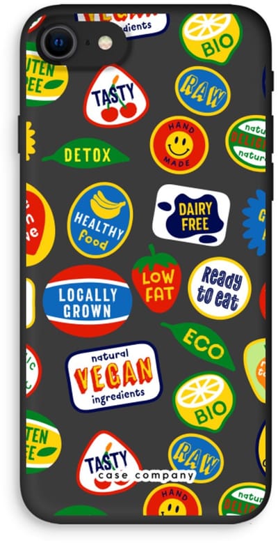 Case Company® - Hoesje geschikt voor iPhone 8 hoesje - Fruitsticker - Biologisch Afbreekbaar Telefoonhoesje - Bescherming alle Kanten en Schermrand