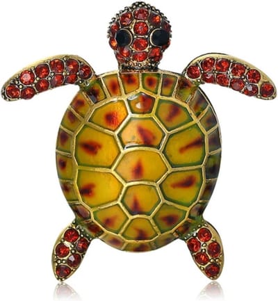 Zelto-Schildpad-Dames Broche-Heren Broche- Dieren Broches- Broches-Broche Boetiek-Geel-Zelto-Broche-Schildpad-Okergeel
