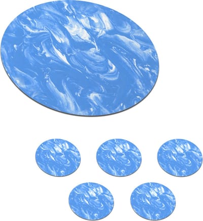 Onderzetters voor glazen - Rond - Marmer print - Blauw - Patronen - Patroon - 10x10 cm - Glasonderzetters - 6 stuks
