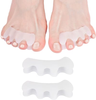 Daity 1 paar witte gel teenspreiders - spreiders en ortheses | Hamerteenspreiders voor voetpijnverlichting en teencorrectie | Interdigitale spreiders voor overlappende tenen | Unisex hallux valgus correctoren