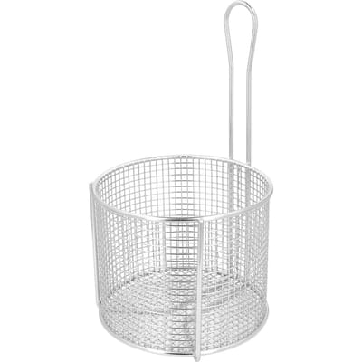 Panier à Friture en Acier Inoxydable Réutilisable Rond pour Frites, Chips, Friture avec Poignée pour Frire et Servir Dense Mesh