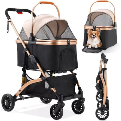 VIVERO - Hondenbuggy - Hondenbuddy inklapbare - Hondenwagen - 2-in1 ontwerp - Draagvermogen 40 kg - Geschikt voor kleine honden en katten