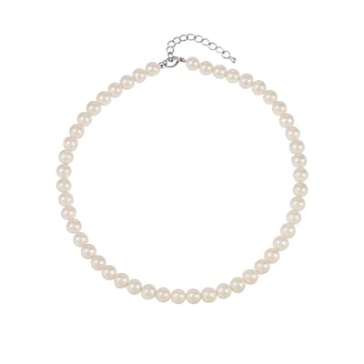 Unisex Imitatie parelketting – Stainless Steel Zilverkleurig | Diverse Lengtes & Maten - The Jewellery Salon - 10mm - 40+5 -