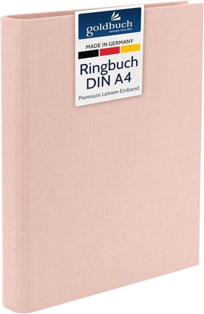 SnelShoppen - Foto-ringband Bella Vista 26 x 32 cm - Roze Linnen Fotoboek - Fotomap om Zelf te Vullen voor Reizen, Vakantie, Feesten & Herinneringen -