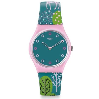 Montre Swatch à Mouvement Quartz Étanche Unisexes Montre à Quartz Parc Wanki Lunette Rose Unisexes 34mm Cadran Bleu Boîtier en Plastique Bracelet en Silicone Montres Unisexes GP152 Blue Pink gray