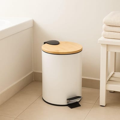 Badkamer Prullenbak - Afvalemmer Gastentoilet - Hygiënisch Afval Verwerken - Zacht Sluitend Deksel - 3 Liter - Wit