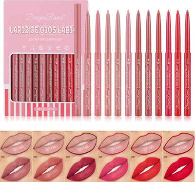 Lip Liner Set - 12 kleuren Velvet Slim High Pigmented Make-up Lip Liners Waterdicht Langdurig Non-Marking Matte Velvet Lipstick Pen voor Daily/Reis/Feest/Werk