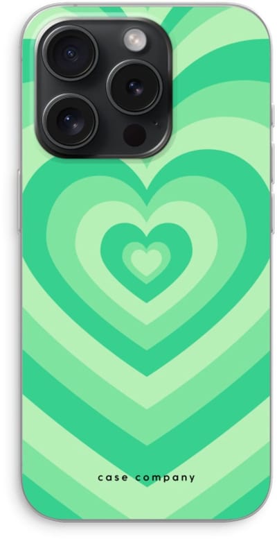 Case Company® - Hoesje geschikt voor iPhone 15 Pro hoesje - Hart Groen - Soft Cover Telefoonhoesje - Bescherming aan alle Kanten en Schermrand