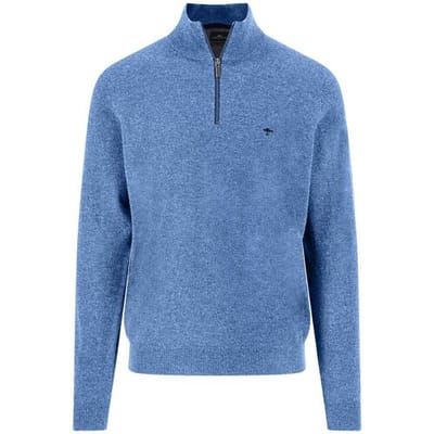 Fynch-Hatton Trui Troyer Zip Lambswool Crystal Blue / male