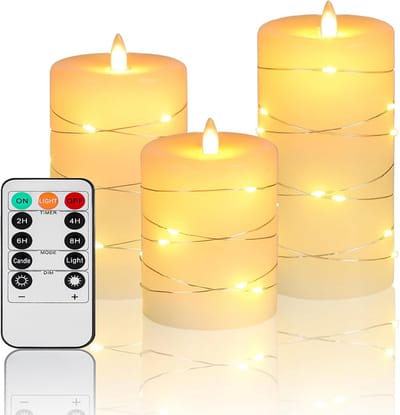 Vlamloze LED Kaarsen met Afstandsbediening en Timer - Set van 3
