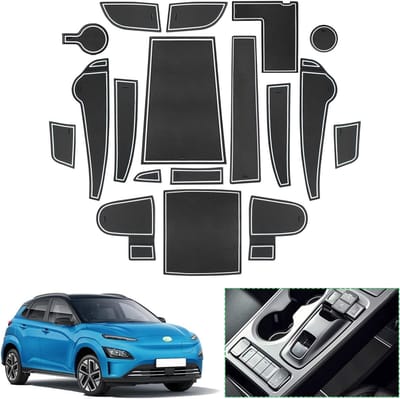 Anti-slip rubbermatten voor Hyundai Kona Electric 2019-2023 - Center Console, Cup Holder en Deur Naad Bescherming