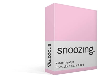 Snoozing - Katoen-satijn - Hoeslaken - Extra Hoog - Eenpersoons - 70x200 cm - Roze