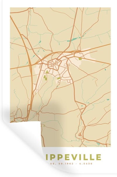 Muurstickers - Sticker Folie - Stadskaart - Plattegrond - Philippeville - Vintage - Kaart - 20x30 cm - Plakfolie - Muurstickers Kinderkamer - Zelfklevend Behang - Zelfklevend behangpapier - Stickerfolie
