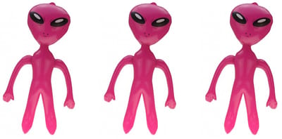 Opblaasbaar alien figuur - 3x - roze - 60 cm - uit space/de ruimte - buitenaards leven poppen - decoratie - aliens