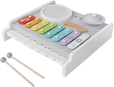 Houten Xylofoon - Muziekinstrument Baby - Muziek Leren - Combo Multi-instrumenten - 33 x 32 x 9 cm - Multicolor