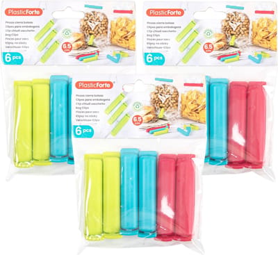 Plasticforte 18x afsluitclips / vershoudclips - 6 cm - keuken/voedsel zakjes afsluiten - Vershoudklemmen - vershoudknijpers
