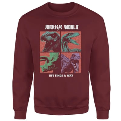 Jurassic Park World Four Colour Faces Sweatshirt - Burgundy - S