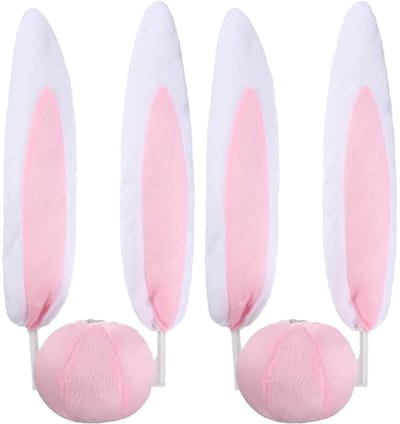 Dailygoods- Auto Ornament - Auto Decoratie - Auto Accessoires - Pluche Konijnenoren - Set van 2 - Duurzaam Materiaal - 43 x 5 cm
