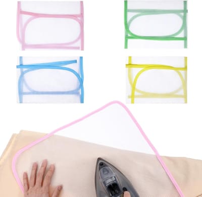 Set van 4 strijkdoeken voor stoomstrijkijzer, polyester vezel, beschermmat, strijkmat, ideaal voor het beschermen van zijde en kleding tijdens het strijken en naaien