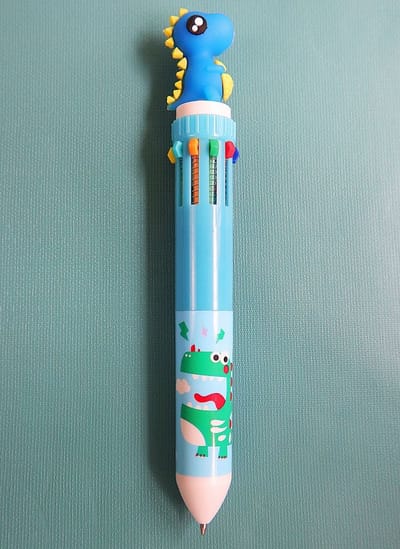 10-kleuren balpen dinosaurus blauw